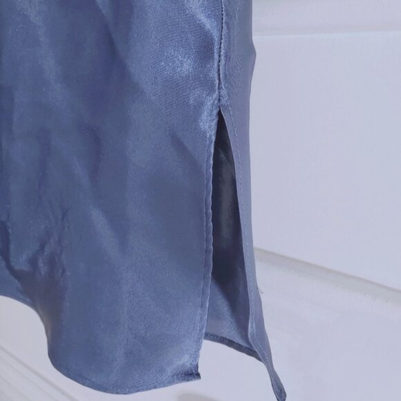LA SENZA Steel Blue Satin Slip Dress with V String Low Back Detailing - Picture 15 of 16